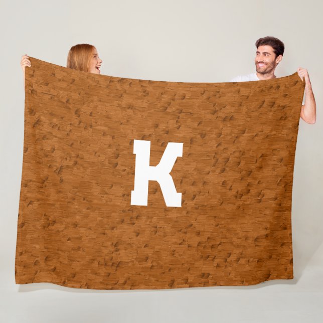 Manta Polar Personalizado de Boho Rustic Textured Wood brown (In situ)