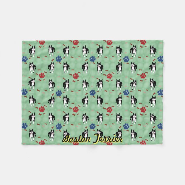Manta Polar Personalizado de Boston Terrier (Frente (Horizontal))
