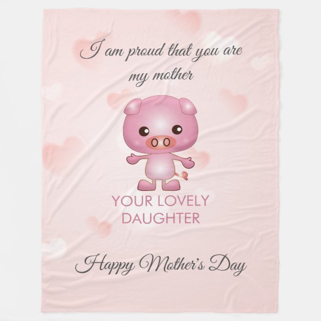 Manta Polar Personalizado de cerdo rosa (Anverso)