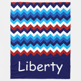Manta Polar Personalizado de Chevron Azul Rojo  Gran Funda