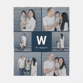 Manta Polar Personalizado de color editable en monograma negri