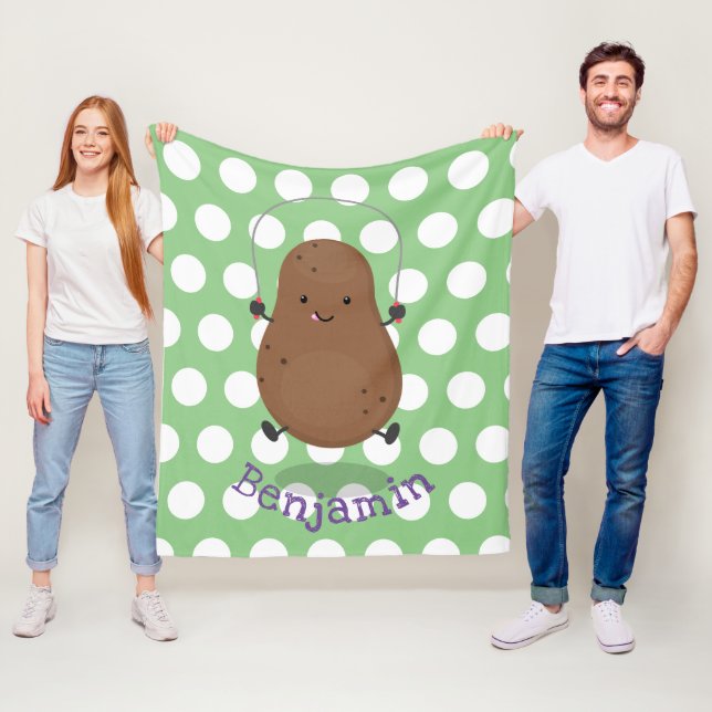 Manta Polar Personalizado de cuerda de saltar de patata feliz (In situ)