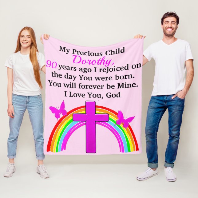 Manta Polar PERSONALIZADO DE CUMPLEAÑOS 90 DE bonito Y CRUZ (In situ)