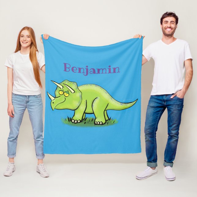 Manta Polar Personalizado de dinosaurios de triceratops verde  (In situ)