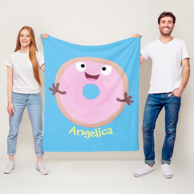 Manta Polar Personalizado de donut rosa alegre y brillante (In situ)