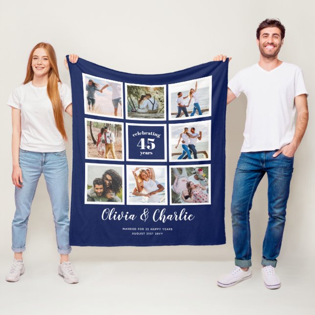 Manta Polar Personalizado de foto de aniversario de Boda de pa (In situ)