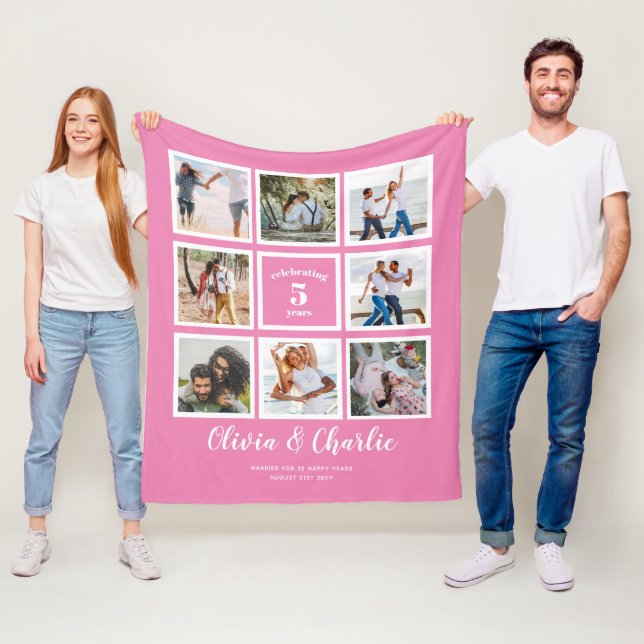 Manta Polar Personalizado de foto de aniversario de Boda de pa (In situ)