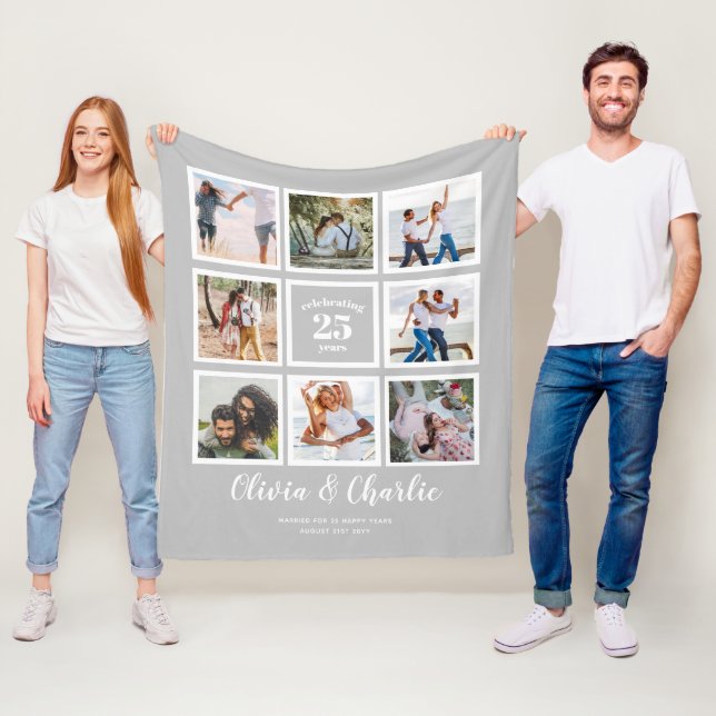 Manta Polar Personalizado de foto de aniversario de Boda de pa (In situ)