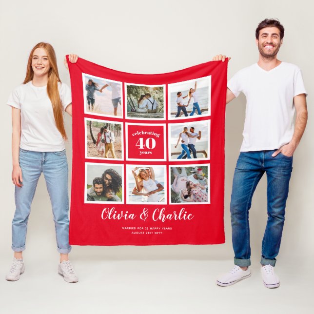 Manta Polar Personalizado de foto de aniversario de Boda de pa (In situ)