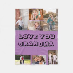 Manta Polar Personalizado de fotos de Love You 7 Purple