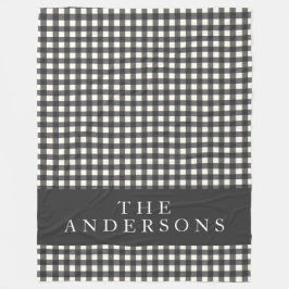 Manta Polar Personalizado de Gingham Plaid blanco y negro vint