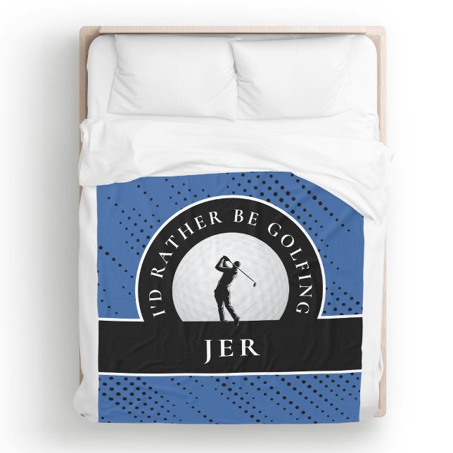 Manta Polar Personalizado de golf Golfer Monograma Silhouette  (Golf Custom Golfer Monogram Silhouette Royal Blue Black Men's Personalized Fleece Blanket)