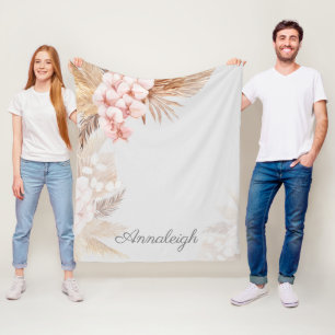 Manta Polar Personalizado de guiones de boho de pampas