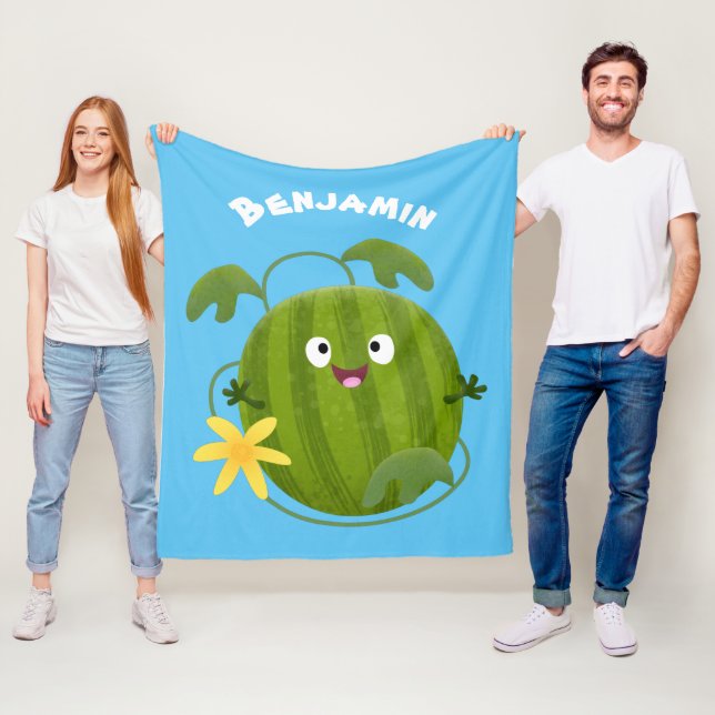 Manta Polar Personalizado de la sandía sonriente alegre (In situ)