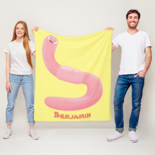 Manta Polar Personalizado de lombrices de tierra rosa y alegre