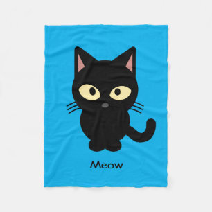 Manta Polar Personalizado de miau de gato negro lindo