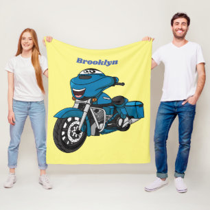 Manta Polar Personalizado de moto azul feliz
