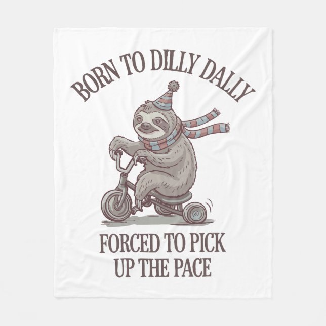 Manta Polar Personalizado de motocicletas Lazy Sloth Retro (Anverso)