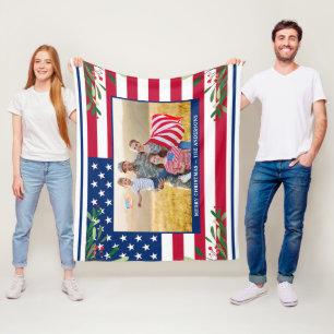 Manta Polar Personalizado de Navidades patrióticos Foto Bander