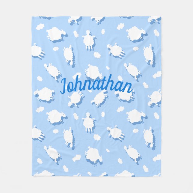 Manta Polar Personalizado de nubes y nalgas onduladas (azules) (Anverso)