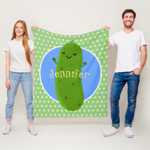 Manta Polar Personalizado de pepino verde suave ilustracion