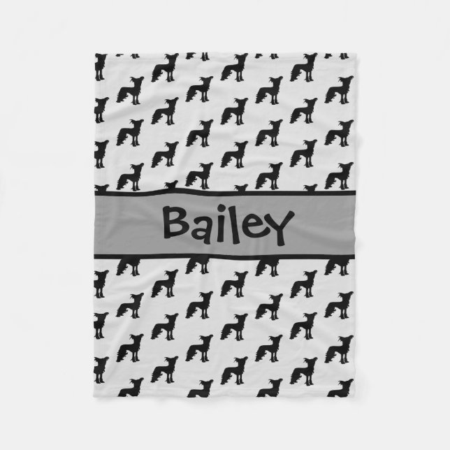 Manta Polar Personalizado de silueta de perro con cresta china (Anverso)