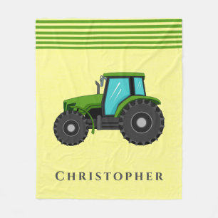 Manta Polar Personalizado de tractores verde y amarillo
