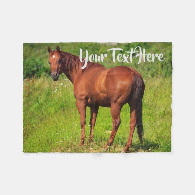 Manta Polar Personalizado del caballo de maní castaño (Frente (Horizontal))