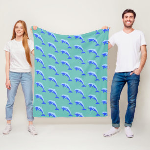 Manta Polar Personalizado del océano delfín azul y alegre