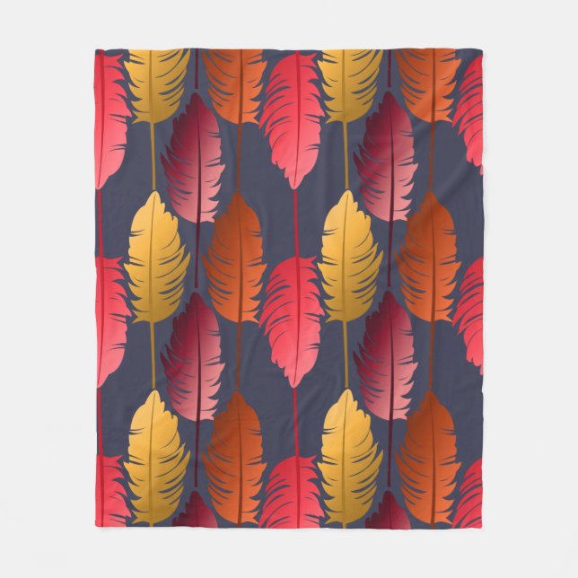 Manta Polar Personalizado del patrón de plumas bohemias brilla (Anverso)