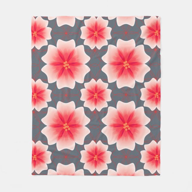 Manta Polar Personalizado del patrón floral tropical rosado ca (Anverso)