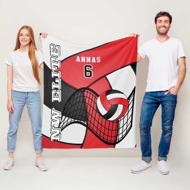Manta Polar Personalizado - Deporte de voleibol en rojo, blanc (In situ)