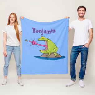 Manta Polar Personalizado divertida de rana y mosca