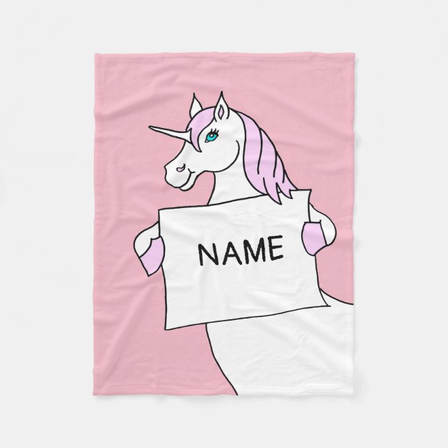 Manta Polar Personalizado dulce Unicornio con Rótulo (Anverso)