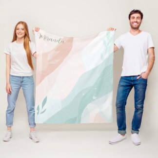 Manta Polar Personalizado Elegant Peach y Mint Minimalista Res