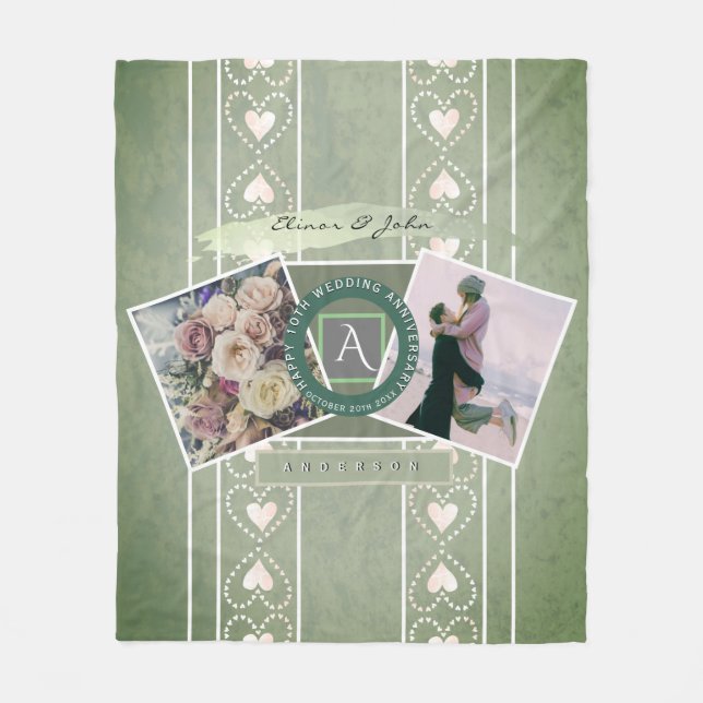 Manta Polar Personalizado Evento 2 Fotos Personalizados Corazo (Anverso)