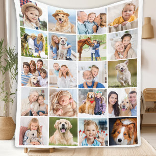 Manta Polar Personalizado Familia Cute 20 Fotos Collage Simple