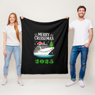 Manta Polar Personalizado Feliz Crucero Navideño Familia Barco