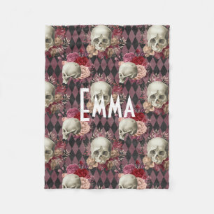 Manta Polar Personalizado Floral Skull