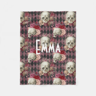 Manta Polar Personalizado Floral Skull