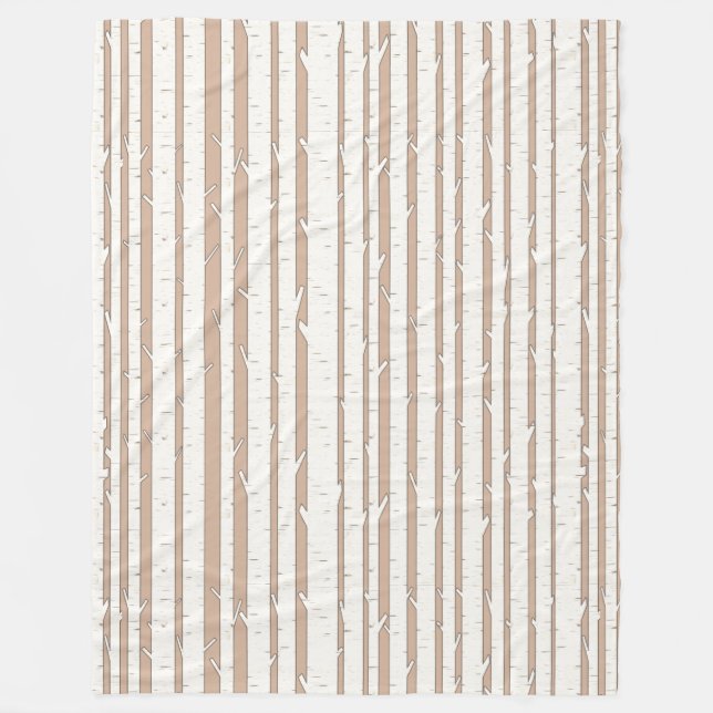 Manta Polar Personalizado Forestal de Birch Trees Blancos (Anverso)
