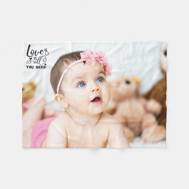 Manta Polar Personalizado Foto/Amor Es Todo Lo Que Necesitas (Frente (Horizontal))