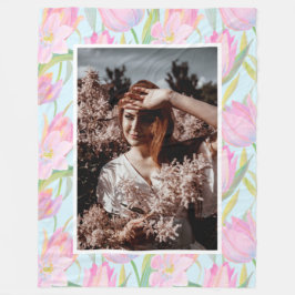 Manta Polar Personalizado Foto Delicada acuarela Tulipán rosa