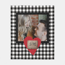 Manta Polar Personalizado foto Día de San Valentín par inicial