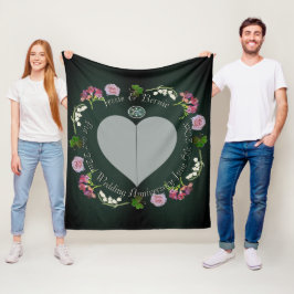Manta Polar Personalizado fotográfico Floral Heart Boda Aniver