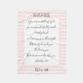 Manta Polar Personalizado, franja rosa/blanca, verso de salmo