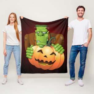 Manta Polar Personalizado Frankenstein con Calabaza