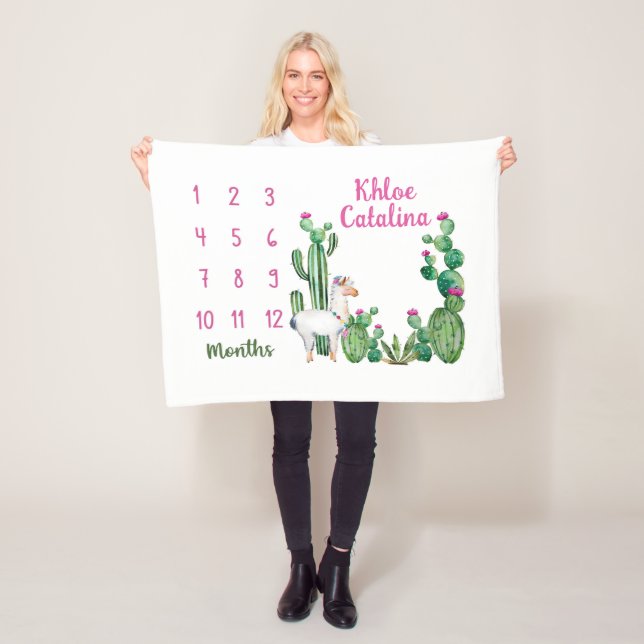 Manta Polar Personalizado general de hitos mensuales para bebé (In situ)
