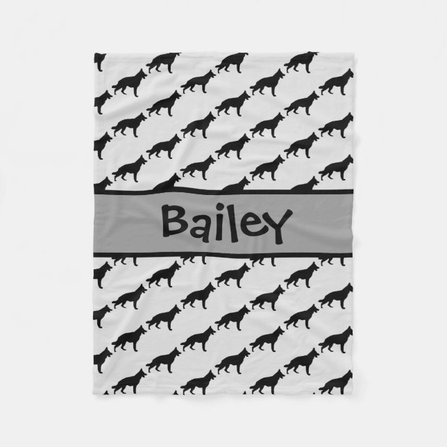 Manta Polar Personalizado German Shepherd Dog Silhouette (Anverso)