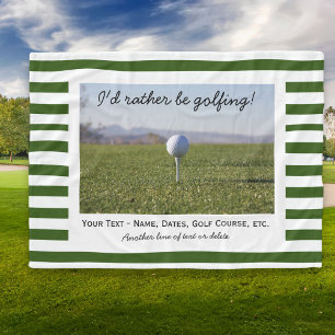 Manta Polar Personalizado Golf Photo Green & White Stripes